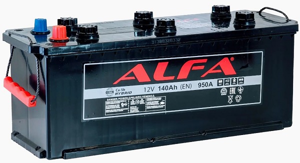 Аккумулятор ALFA, 12 В, 140 А/ч, 1000 А, артикул A132 121 15 9 4